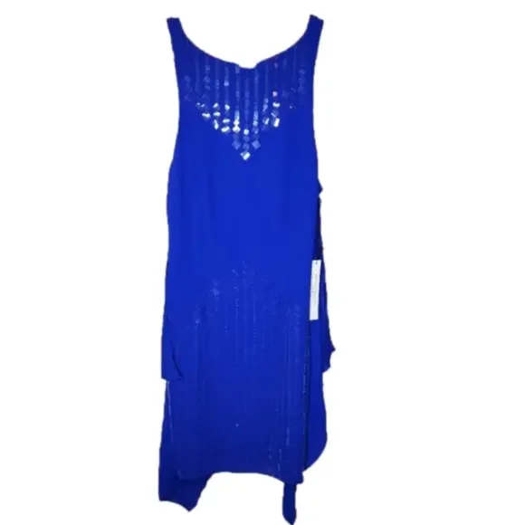 Revolve Susana Monaco NWT Cobalt Blue Mini Cocktail Slip Dress Sequins Sz Small - Picture 8 of 8